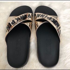 PINK Victoria’s Secret Gold Slides